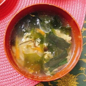小松菜と椎茸のかき玉汁